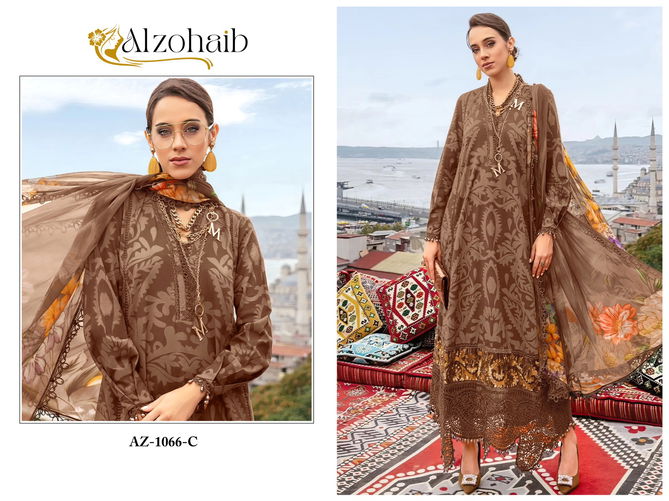 Alzohaib Az 1066 Embroidery Cotton Dupatta Pakistani Suits Wholesalers In Delhi
